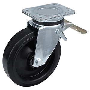 Roulettes à frein arrière pour charge lourde avec roue en caoutchouc élastique noir